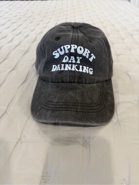 NWOT women’s dark gray ball cap with Support Day Drinking 🍹on the front